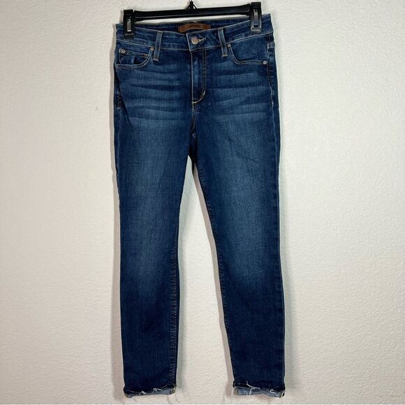 Joe's Blue Flawless‎ Cuffed Fringe Hem Low Rise Skinny Jeans Womens Size 26 - Picture 1 of 10